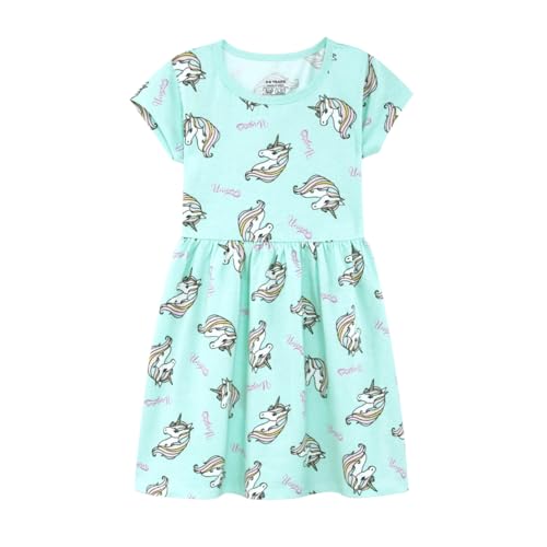 Image of Nap Chief Girls Printed Round Neck Fit & Flare Dress | Cotton Knee Length Half Sleeve Girls Summer Dress for Casual Wear