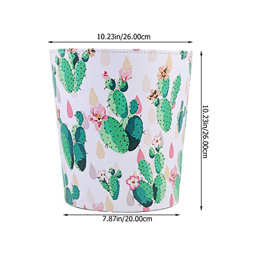 Zerodeko Tabelle Mülleimer Mini WADBASKET Kaktus Muster Leder Compost Bin Easy- Clean Countertop Dekorative Mülltonne für Büro Home Badezimmer Arbeitsplatte - Image 3