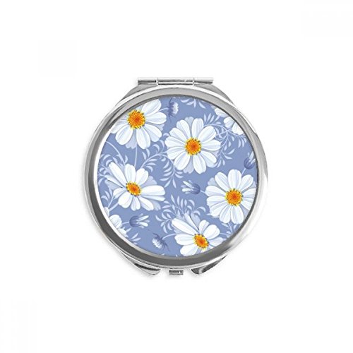 Miroir de maquillage Calliopsis rond de poche blanc portable multicolore pour sac à main