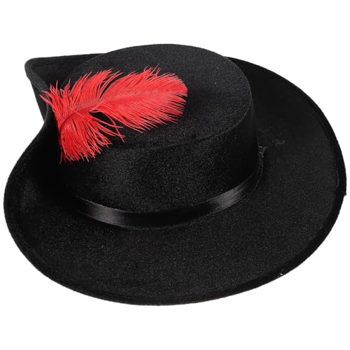 Healeved Sombrero de Jazz de ala Ancha para Hombre y Mujer Sombrero de Copa Plumas Naturales Tela Transpirable Ligera Adecuado para Cosplay Actuaciones y Protección Solar
