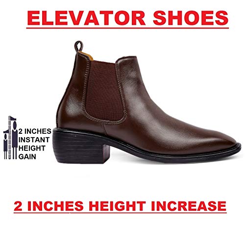 Image of BXXY Men's Height Increasing Elevator Faux Leather Office Wear Chelsea Boot