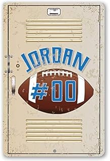 Personalized American Football School Locker - Custom Name Room Decor Boys Bedroom Accessories Unique Graduation Gift or Indoor Outdoor Rustic Style Metal Tin Sign 8x12 Inch