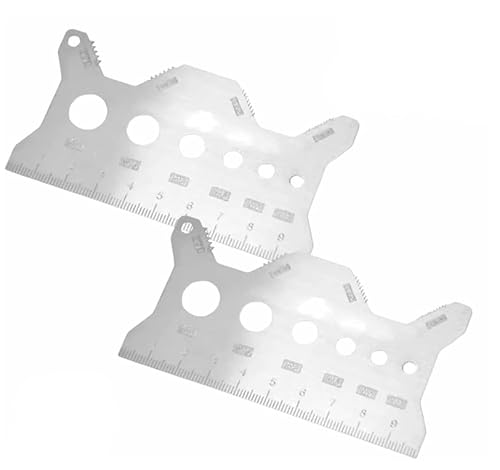 Calibrador de pernos de doble cara de acero inoxidable, herramienta de medición de paso, comprobador de roscas métricas, escala dual métrica y SAE, comprobador de roscas compacto para bricolaje (2)