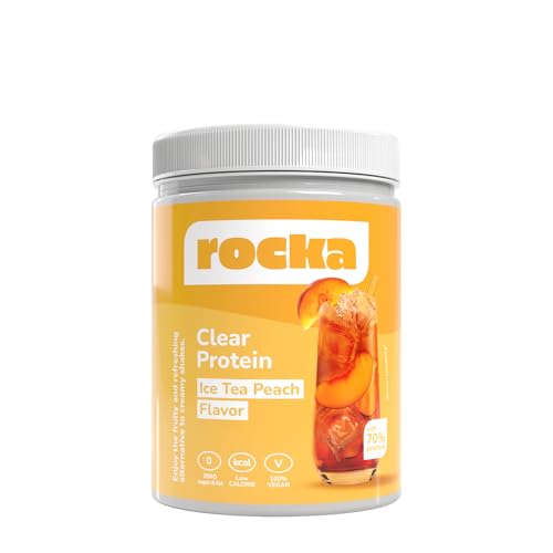 Rocka Nutrition Clear Protein Vegane Proteinlimo Mit Eistee-Pfirisch-Geschmack | Pflanzliches Proteinpulver Mit 70% Proteingehalt | 360 G (Ice Tea Peach)-image