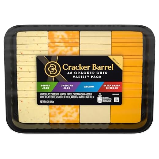 Cracker Barrel Cracker Cuts Pepper Jack, Cheddar Jack, Asiago & Extra Sharp Cheddar Cheese Slice Variety Pack, 48 ct Tray