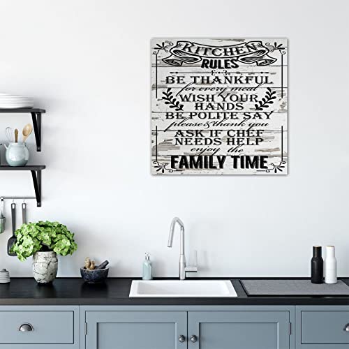 Plaque murale décorative en bois Kitchen Rules, panneau de caractère de 40 cm - 4