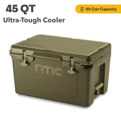 Image of RTIC Ultra-Tough Cooler Hard Insulated Portable Ice Chest Box for Beach, Drink, Beverage, Camping, Picnic, Fishing, Boat, Barbecue