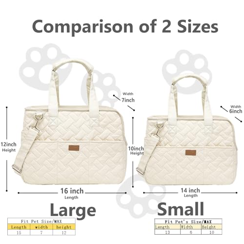 Patazone Small Dog Carrier Kitten Puppy Handbag with Multiple Pockets,Woman Style,Breathable Mesh Soft Cushion,Pets Tote Purse Picnic Travel Outdoor,MAX 6 lb (Cream, Small) by PATAZONE - Image 2