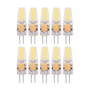 Ladieshow 10 Stks AC/DC12-24V G4 COB LED Gloeilampen Niet-Dimbare Siliconen Lamp Armaturen (Warm Wit)