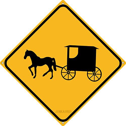 Metal Tin Sign Horse And Buggy Road Amish Country Livingn Stable Coach Sign For Home Office Bar Indoor Outdoor Wall Decor Yard Sign Square Sign 12" x 12"