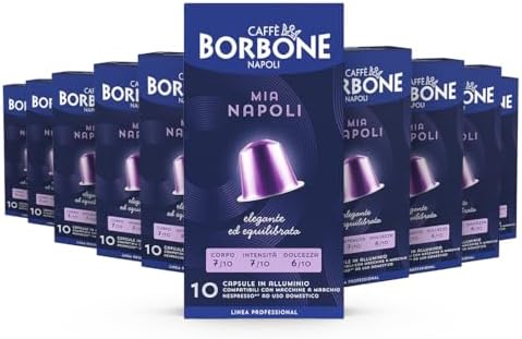 CAFFĂ BORBONE "Mia Napoli" Blend - 100 Aluminium Coffee Capsules (10 packs of 10) - Compatible with Nespresso* Coffee Machines for domestic use