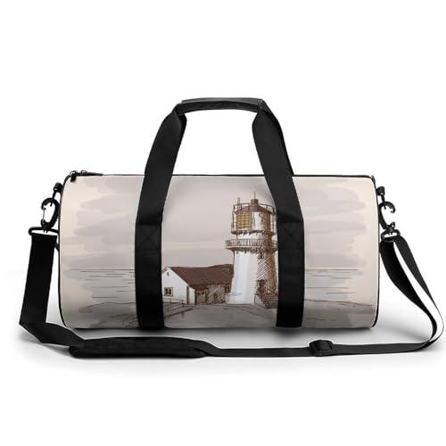 Sac de sport gym sac de voyage retro phare duffel bag camping randonnee 45cm