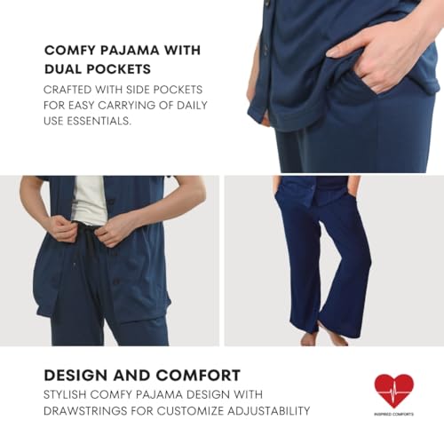 Image of Inspired Comforts Post Surgery Mastectomy Recovery Pajamas Set with Internal Drainage Pockets