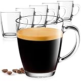 Eparé 12 oz Clear Glass Coffee Mugs Set of 6 - Glass Mugs for Hot Beverages - Durable Clear Coffee C