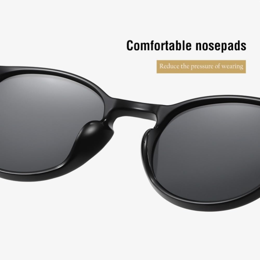 Occhiali da sole polarizzati classici antiriflesso TR90 con montatura rotonda, ideali per viaggi e attività all'aperto.