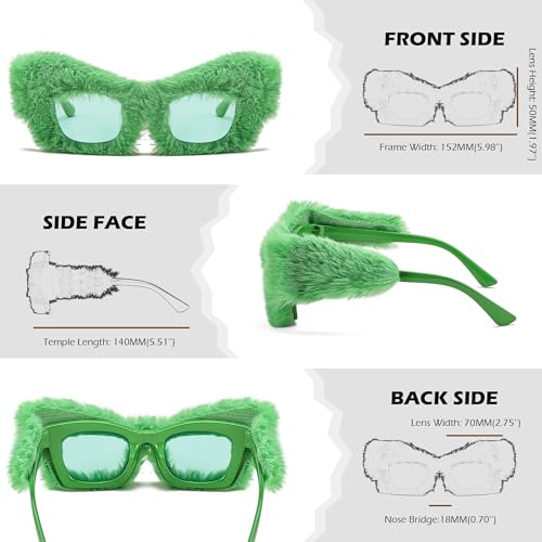 FEISEDY Sunglasses Women Fuzzy Square Cat Eye Sun Glasses Punk Plush Shade Party Masquerade Disco Eyewear B00862
