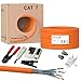 Produktbild SatShop-Ft 50m CAT 7 Verlegekabel Netzwerkkabel CAT.7 + Crimpzange RJ45 Zange + Kabelmesser + 20x Netzwerkstecker Netzwerk Stecker LAN Halogenfrei Installationskabel CAT7 Kupfer Kabel Netzwerk