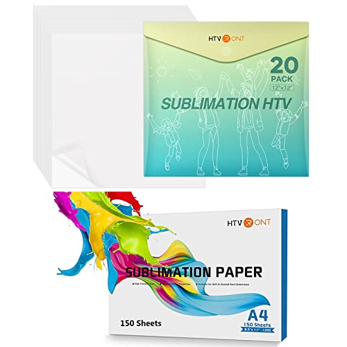 HTVRONT Sublimation Paper Sublimation Vinyl Set - 8.5 x 11 inches 150 Sheets Sublimation Paper Plus 20 Pack 12