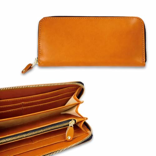 栃木レザーラウンドファスナー長財布 牛革 財布 本革 ビジネス プレゼント メンズ レディース (キャメル)