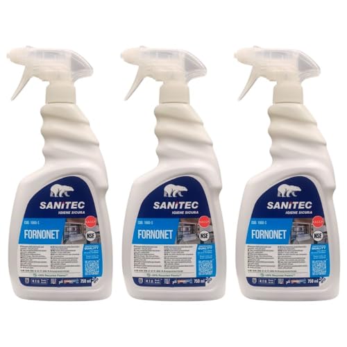 Fornonet, Detergente Alcalino Schiumogeno Super Concentrato per Forni, Grill e Piastre, Ideale per Togliere Residui di Grasso, Olio e Sporco di Cibo Bruciato, Flacone 750 ml (3 Unità)
