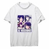 Anime OSHI NO KO Hoshino Ai - Camiseta de algodón blanco con estampado de dibujos animados, camisetas casuales utilizadas para fanáticos del manga, regalo de cosplay, Blanco 1, XS