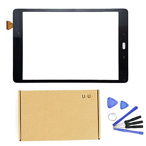 UoUo Touch Screen Digitizer Glass Repair Replacement Glass Lens for Samsung Galaxy Tab A 9.7 SM-T550 T550 with 8 pcs Tools Gift (Black)