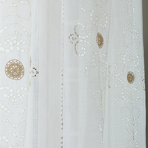 Zhh Crochet Curtain Embroidery Hook Flower Panel For Living Room Bedroom Decor Elegant Rustic Curtain White Sheer Polyester And Cotton Curtain 59 X 70 Inch #TOP3