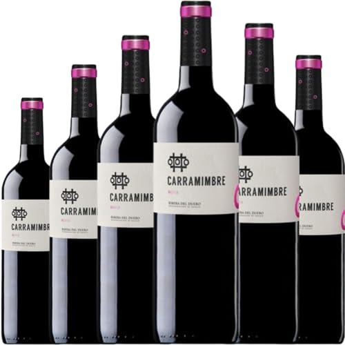 Carramimbre Roble, vino tinto Tempranillo con crianza breve en roble, perfil joven y afrutado con notas especiadas, ideal para disfrutar en cualquier ocasión.| 6 botellas