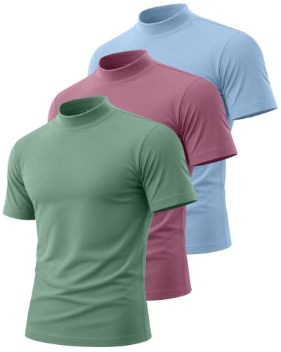 August Alley 3 Pack Men's Mock Neck T Shirts, 3-Color, XX-Large