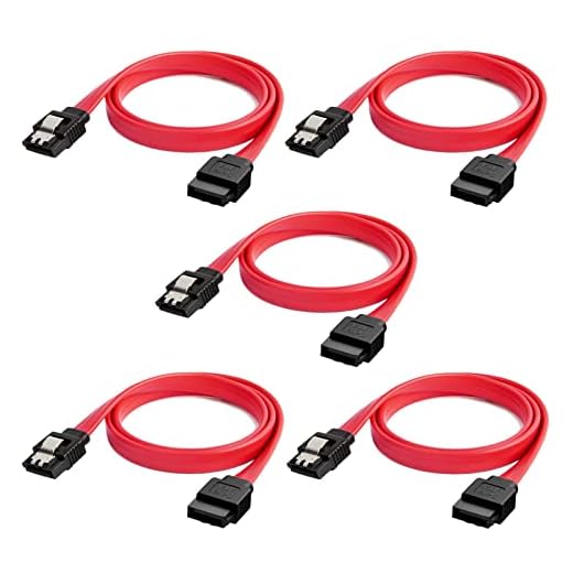 CableCreation SATA III Cable, [5-Pack] 8-Inch/ 0.6FT SATA III 6.0 Gbps 7pin Female to Female Data Cable with Locking Latch, Red