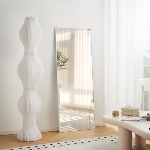 lafengyan 70 x 31 Inch Full Length Mirror with Sleek Black Aluminum Alloy Frame – Wall Mount or Freestanding, HD Reflective & Shatter-Resistant for Bedroom, Living Room, Hallway (White + Aluminium)