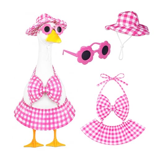 ENBOFID Summer Bikini Goose Outfits Hawaiian Porch Goose Outfits Fit 23 Inch Cement Goose Statue Bikini Goose Clothes for Outdoor Garden Yard Decor
