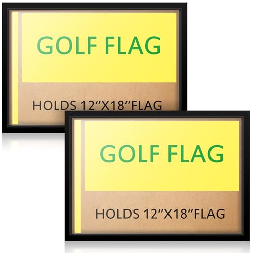 Marsui 2 Pieces Golf Flag Display Frames for 12 x 18 Golf Flag Compact Black Photo Frame Flags Not Included Frame Size 13.7 x 19.7 Inch
