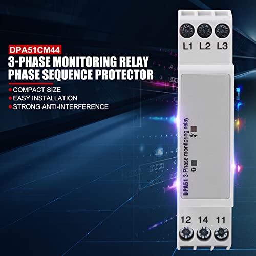 Evtscan Latest Dpa51Cm44 3-Phase Monitoring Relay, Current/Voltage Monitoring Relay Phase Sequence Protector For Three-Phase System, Without Neutral, Phase Loss, 208-480Vac #TOP1