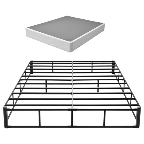 Image of VEVOR Box Spring, Queen Size Bed Frame with Washable Fabric Cloth, Heavy Duty Metal Frame for Queen Bed, 9.1 in Mattress Foundation, 3500 lbs Max Weight Capacity, Easy Assembly, 79.1 x 59.6 x 9.1 in