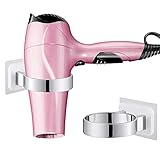 Fysupotsu Hair Dryer Holder Wall Mount,Self Adhesive Hair Tool Organizer Storage,Bathroom Hair Accessories Organizer,Blow Dryer Holder No Drilling (White)