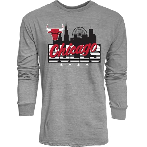 Chicago Bulls NBA Officially Licensed Tri-Blend Long Sleeve T-Shirt Flyline, Small