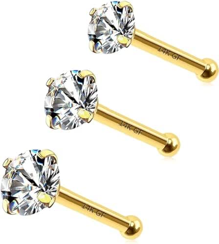 Lot De 3 Piercings De Nez En Argent 925 - Boule Discrète Et Élégante - Qualité Premium, Brillant Argenté