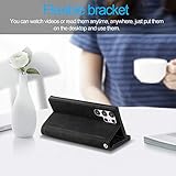 EYZUTAK Handyhülle für Samsung Galaxy S23 Ultra,Flip Case Lederhülle Reißverschluss Magnetverschluss Brieftasche mit 9 Kartenfächern Standfuntion Retro Matt Ledertasche-Schwarz - 3