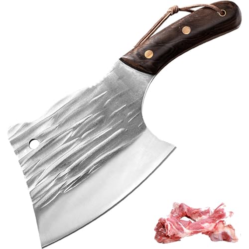 Doklasu Cuisine de style japonais Cleaver Couteaux de cuisine forgé à la main Coupe d'os Couteau de cuisine plein Tang Acier à haute teneur en carbone avec manche en bois