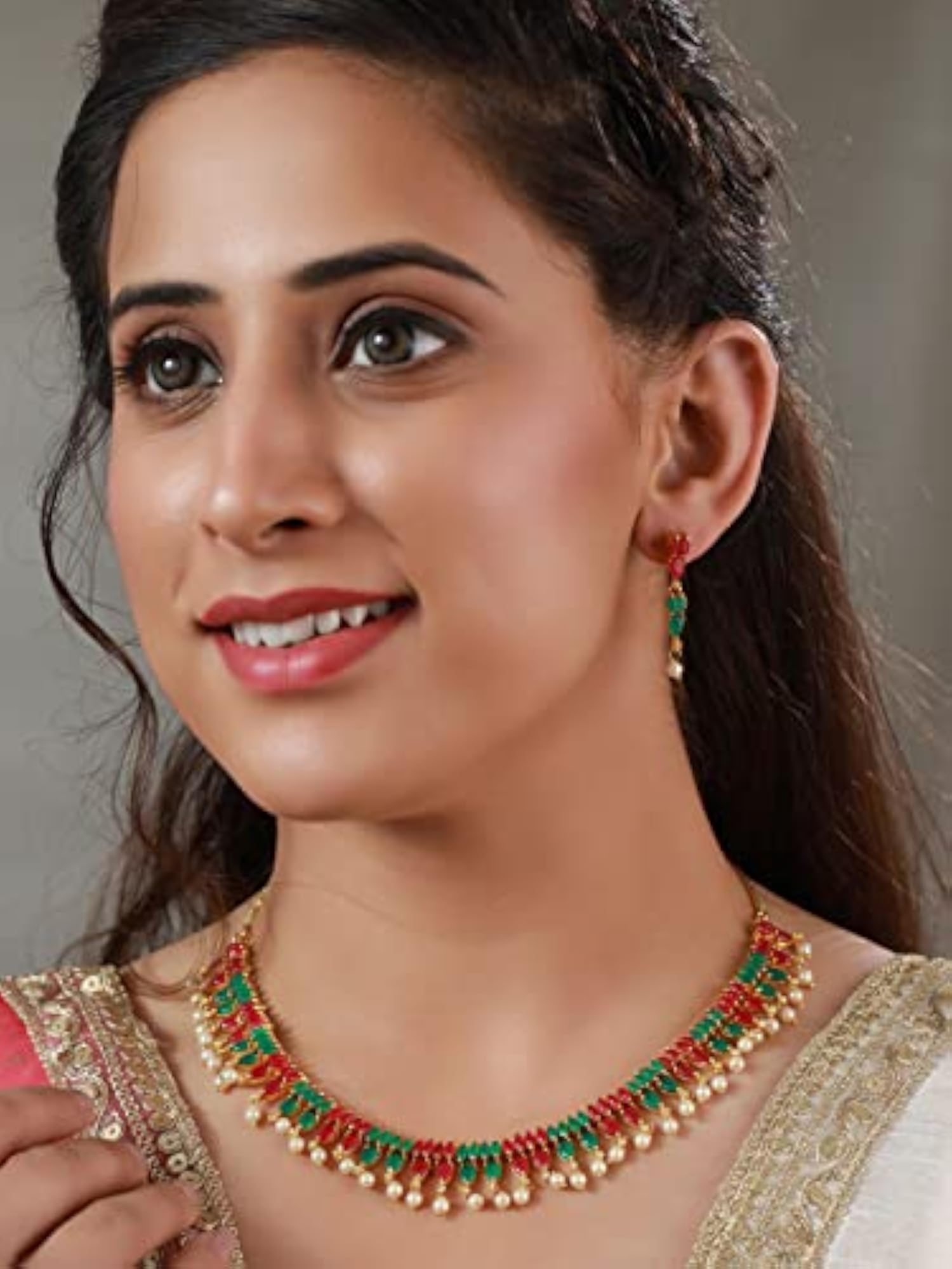Leaf Pattern Plated Jewellery Set, Nature Inspired