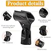 2 Pack Universal Microphone Holder 180° Adjustable Microphone Clip Attachment Large Handhold Mic Stand with 5/8" to 3/8" Mic Copper Screw Adapter for Wired Wireless Mic Clamp #2