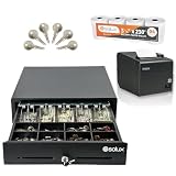 Square POS Hardware Bundle - 16' Cash Drawer - Thermal Receipt Printer - For Small Business - Compatible Cash Register