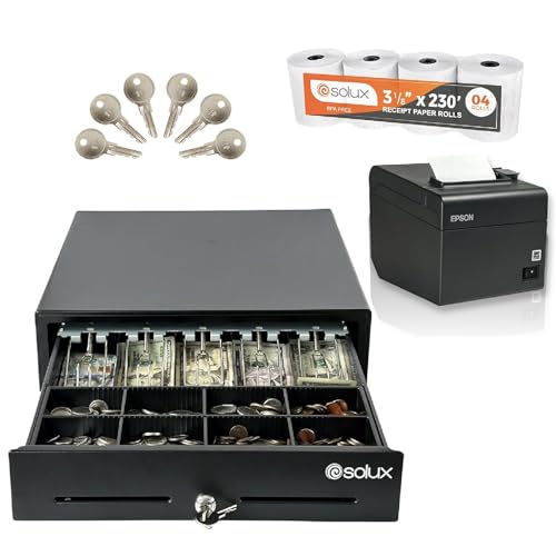 Square POS Hardware Bundle - 16' Cash Drawer - Thermal Receipt Printer - For Small Business - Compatible Cash Register