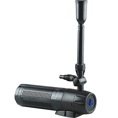 PondHero All in One Pond Pump and Filter 1000 | Includes Pump, Filter and UVC | 1000LPH | 13W UVC (1000LPH 13W UVC), Black