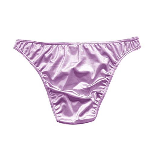 MIERSIDE Men's Satin Stretch Support Wide Waistband Satin Briefs Thong G-string 4 Pcs/pack3