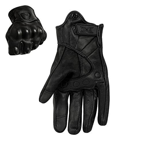 Fxc Full Finger Motorcycle Leather Gloves Men's Premium Protective Motorbike #TOP4