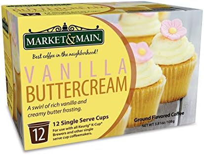 Market & Main OneCup, Vanilla Buttercream, Compatible with Keurig K-cup Brewers, 12 Count