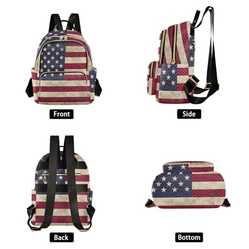 Image of ALAZA Vintage American Flag Mini Backpack Purse for Women Travel Bag Fashion Daypack Back Pack Shoulder Bag