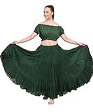 Wevez® Women's Gypsy 25 Yard Solid Color Cotton Skirt, One Size, Green